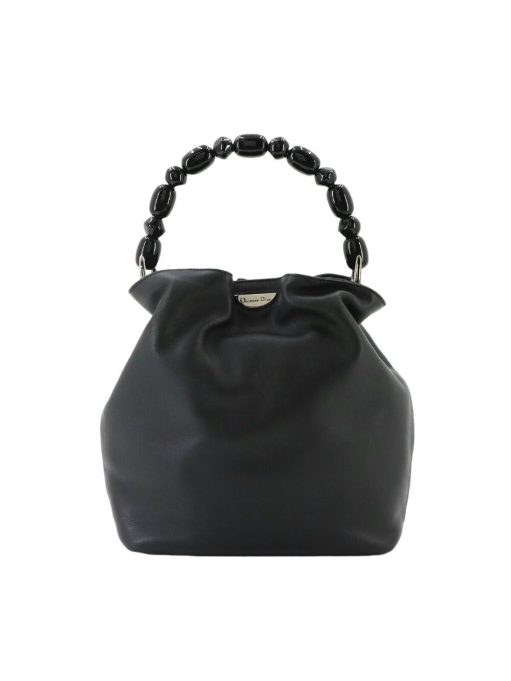 Dior Malice Pearl Hand Bag Leather Black Silver Maris Bag